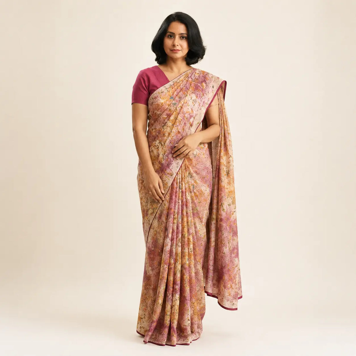 Floral Whisper Matka Silk Saree