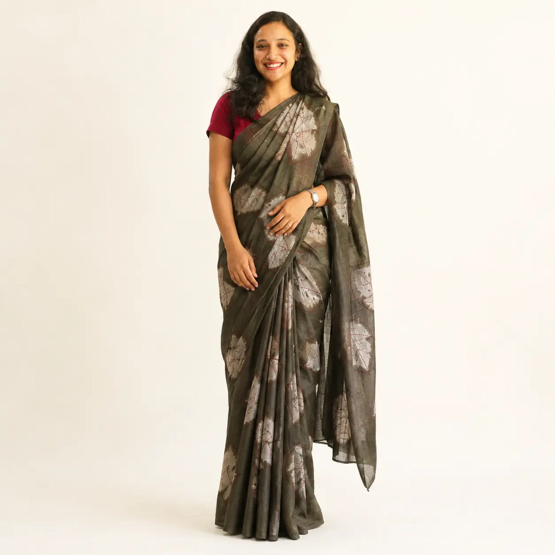 Teak Blossom Matka Silk Saree