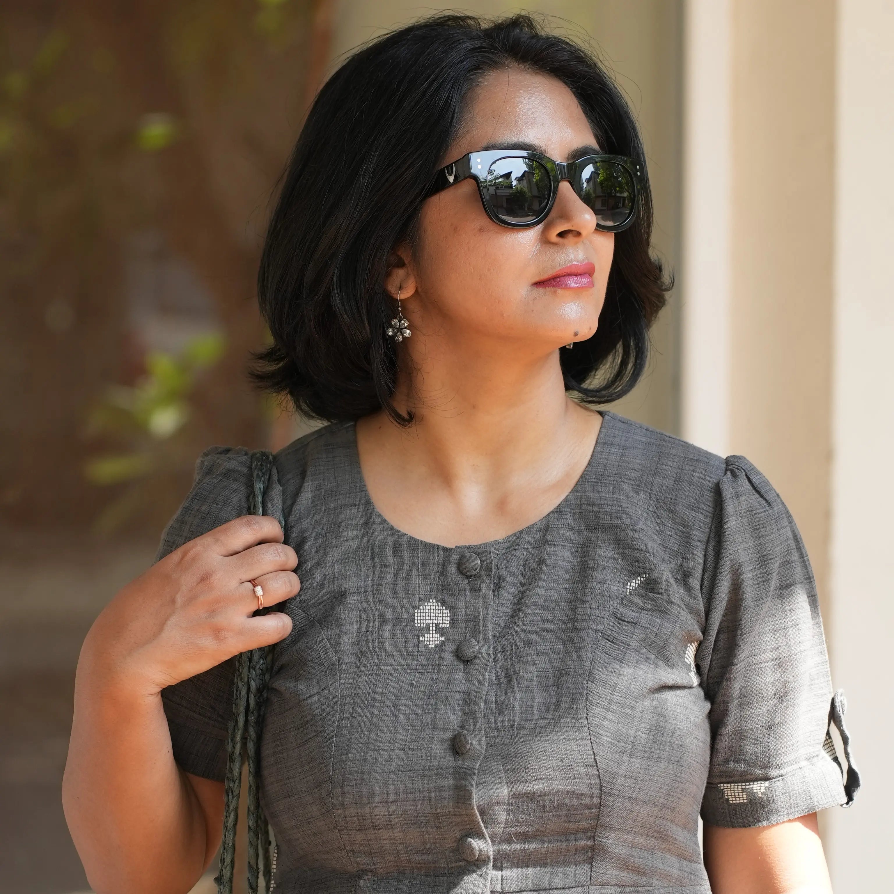 PONDURU COTTON GREY DAY DRESS