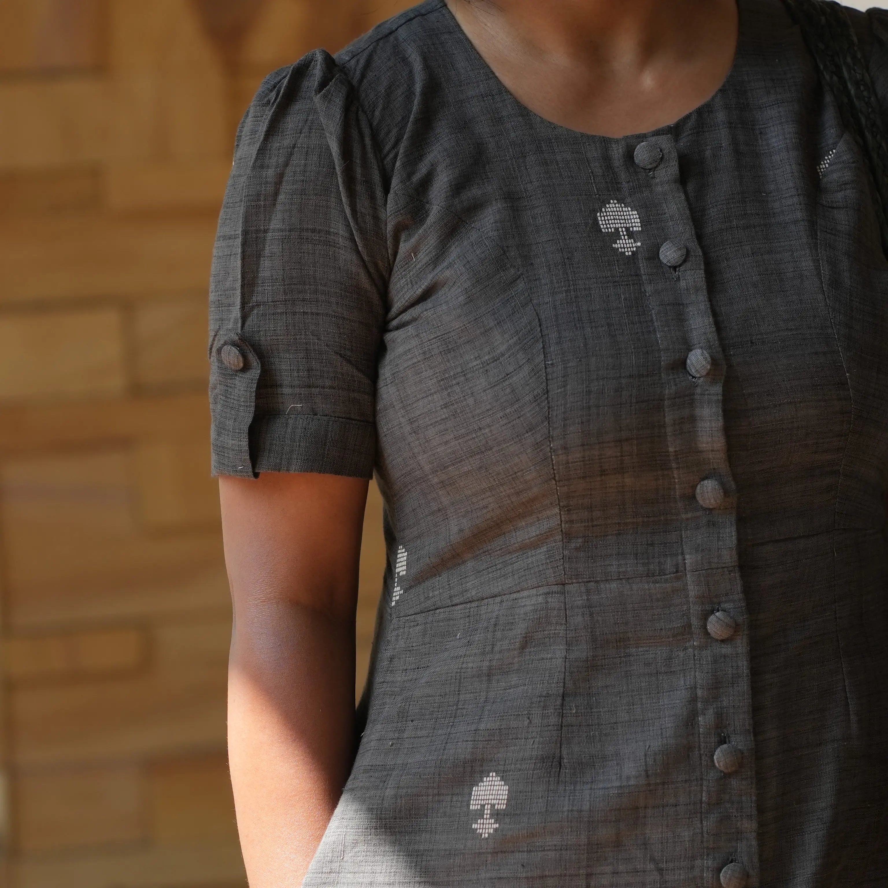 PONDURU COTTON GREY DAY DRESS