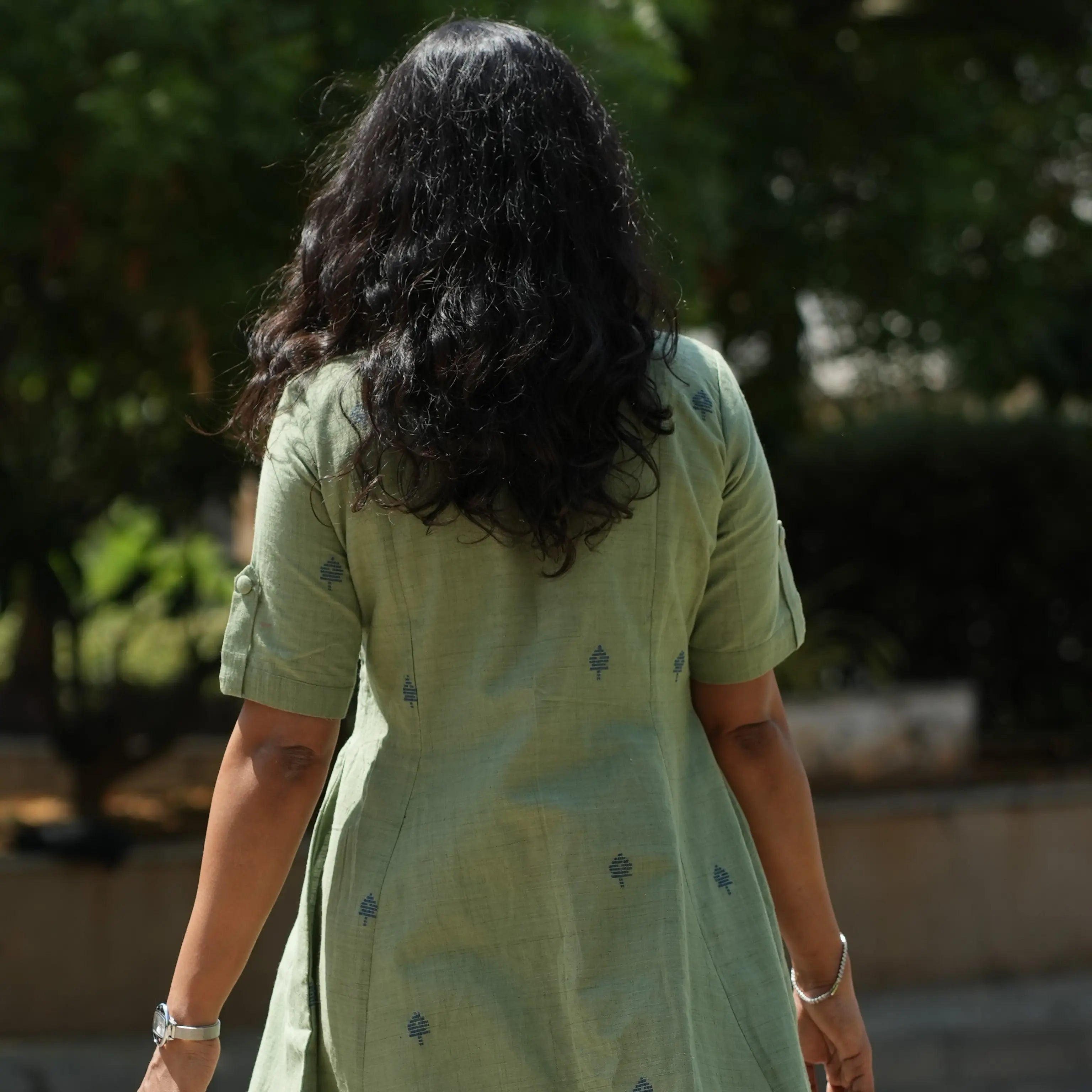 PONDURU COTTON GREEN DAY DRESS