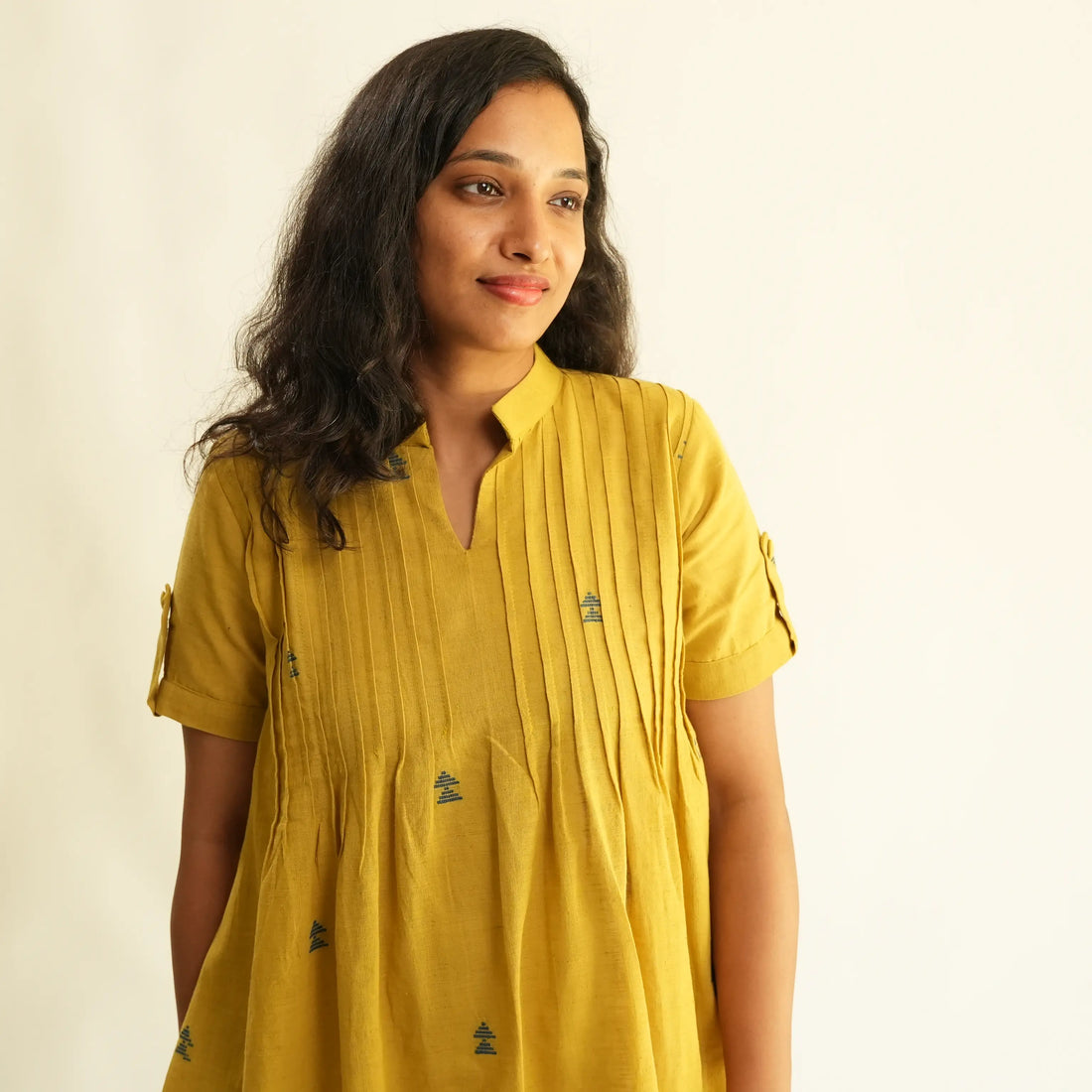 PONDURU COTTON YELLOW DAY DRESS