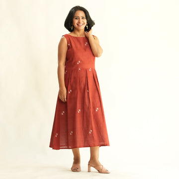 PONDURU COTTON RED DAY DRESS
