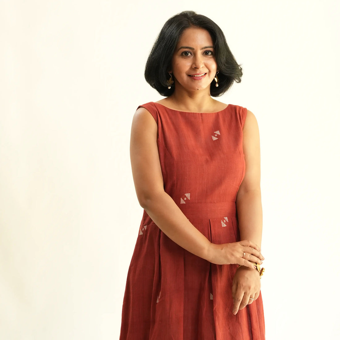 PONDURU COTTON RED DAY DRESS