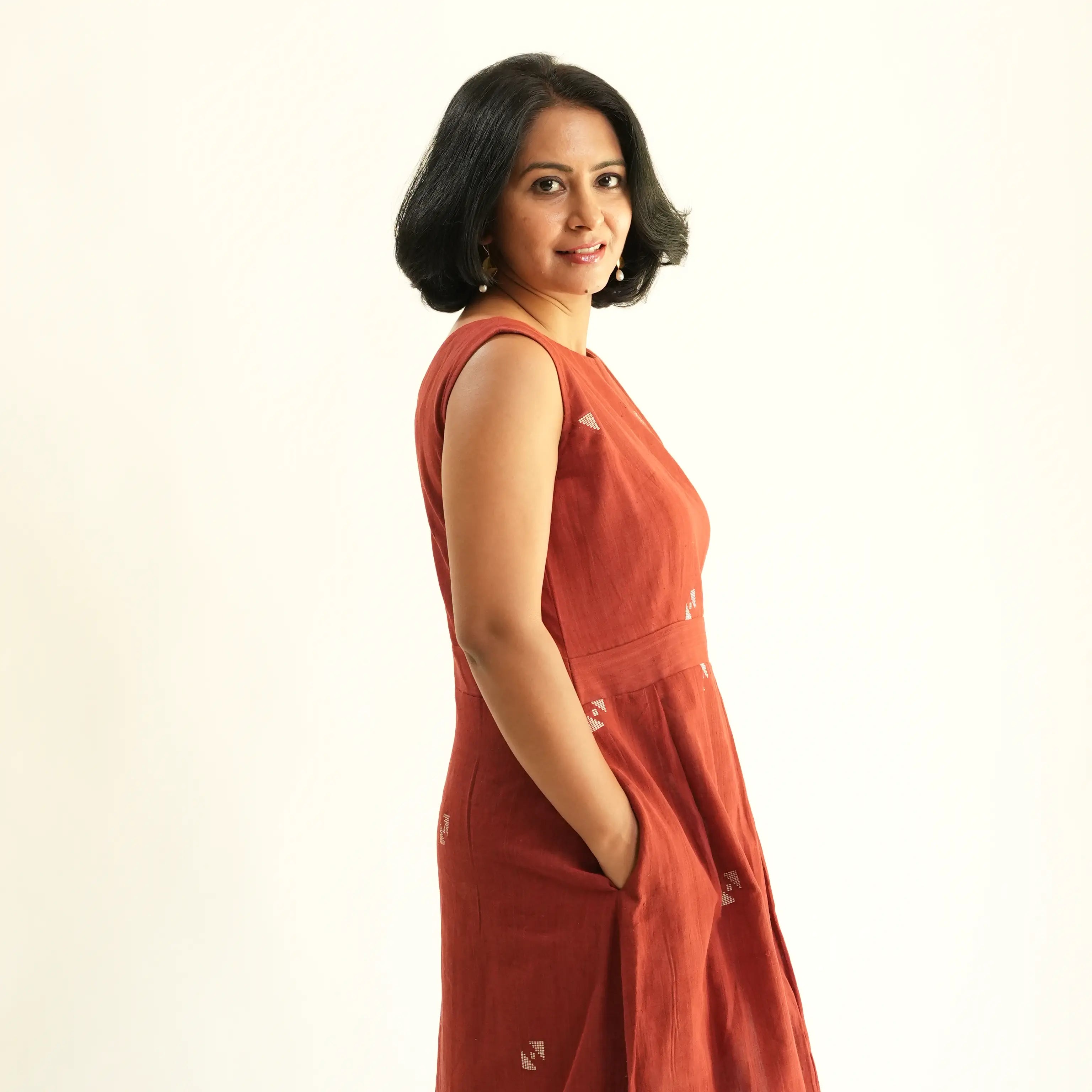 PONDURU COTTON RED DAY DRESS