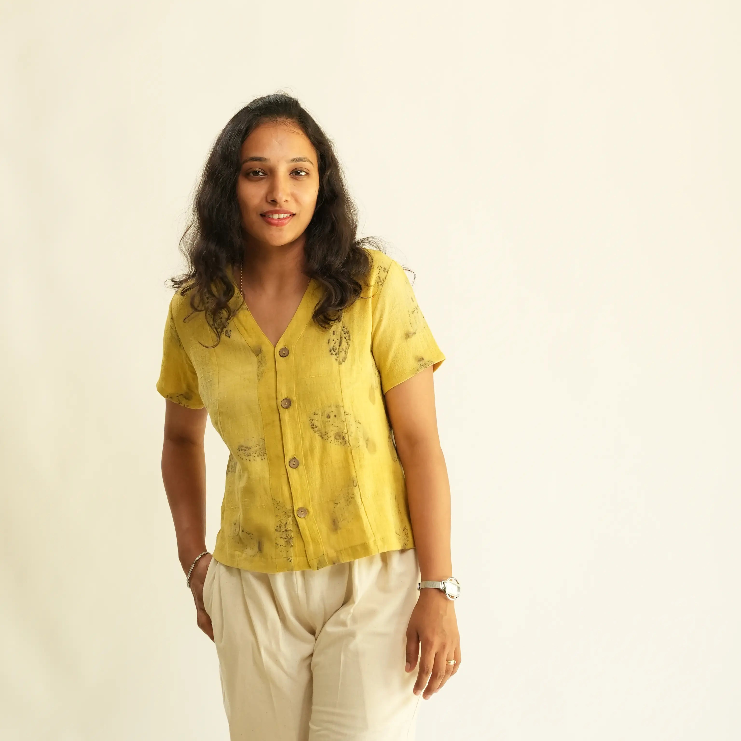 RAIN FED COTTON ECO-PRINTED TOP