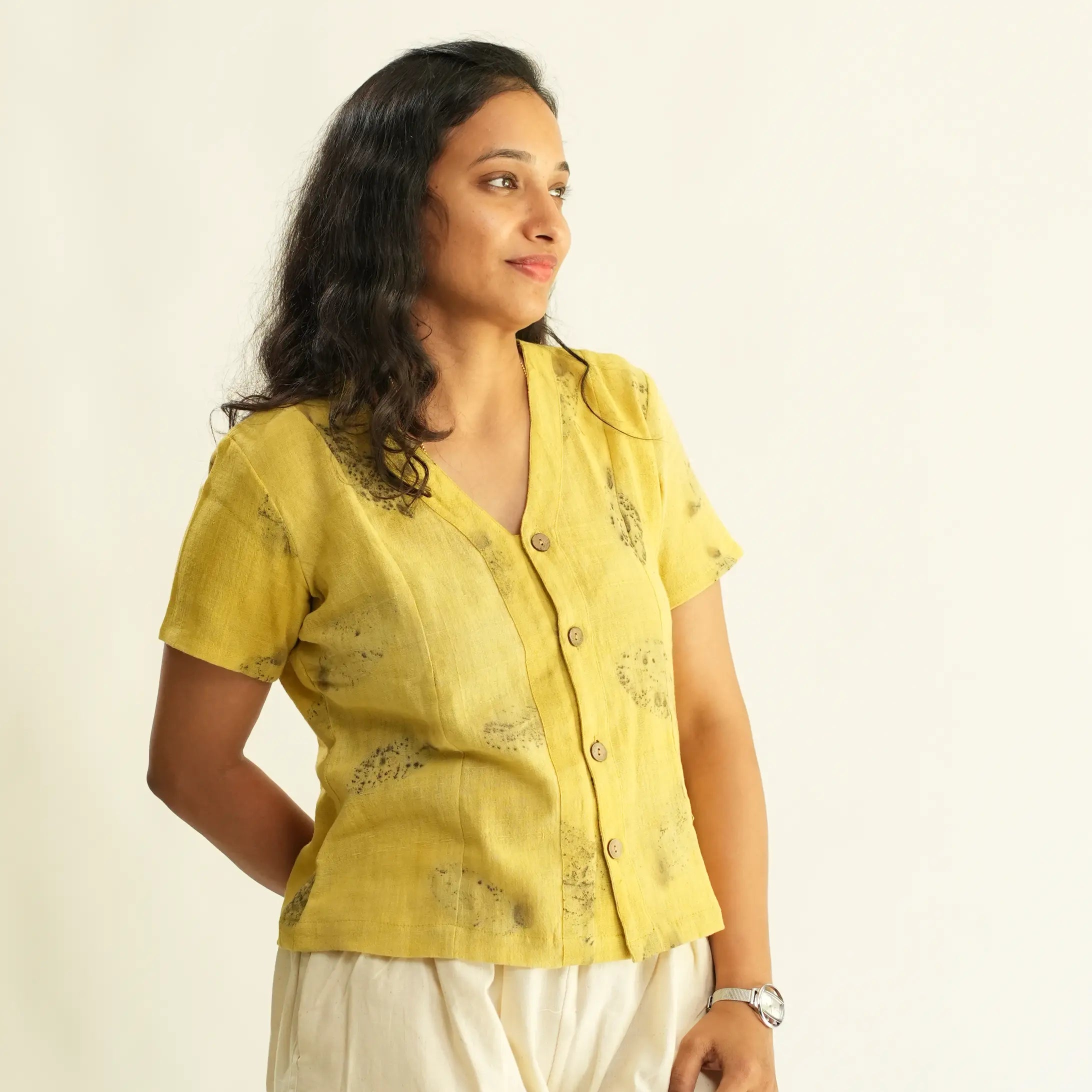 RAIN FED COTTON ECO-PRINTED TOP