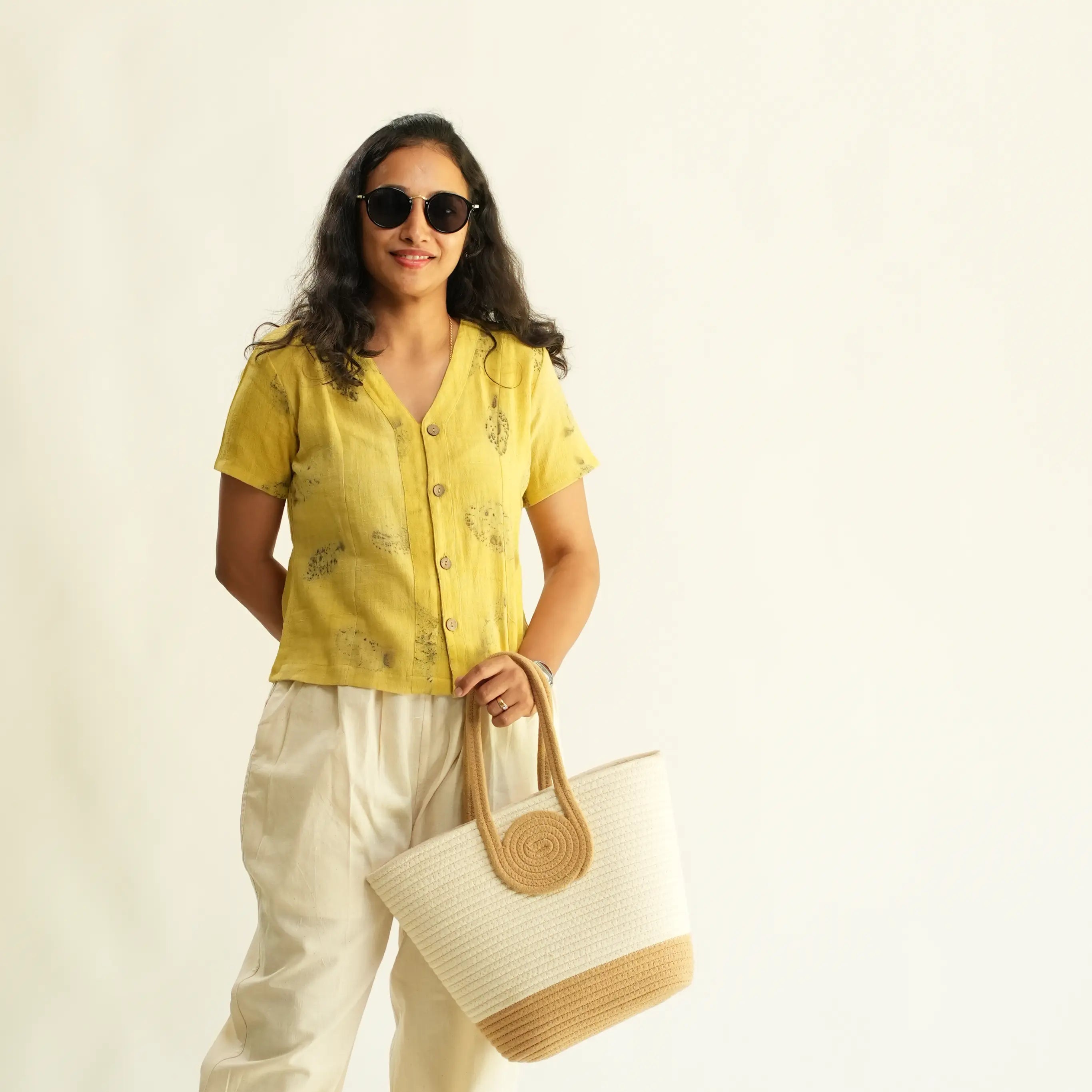 RAIN FED COTTON ECO-PRINTED TOP