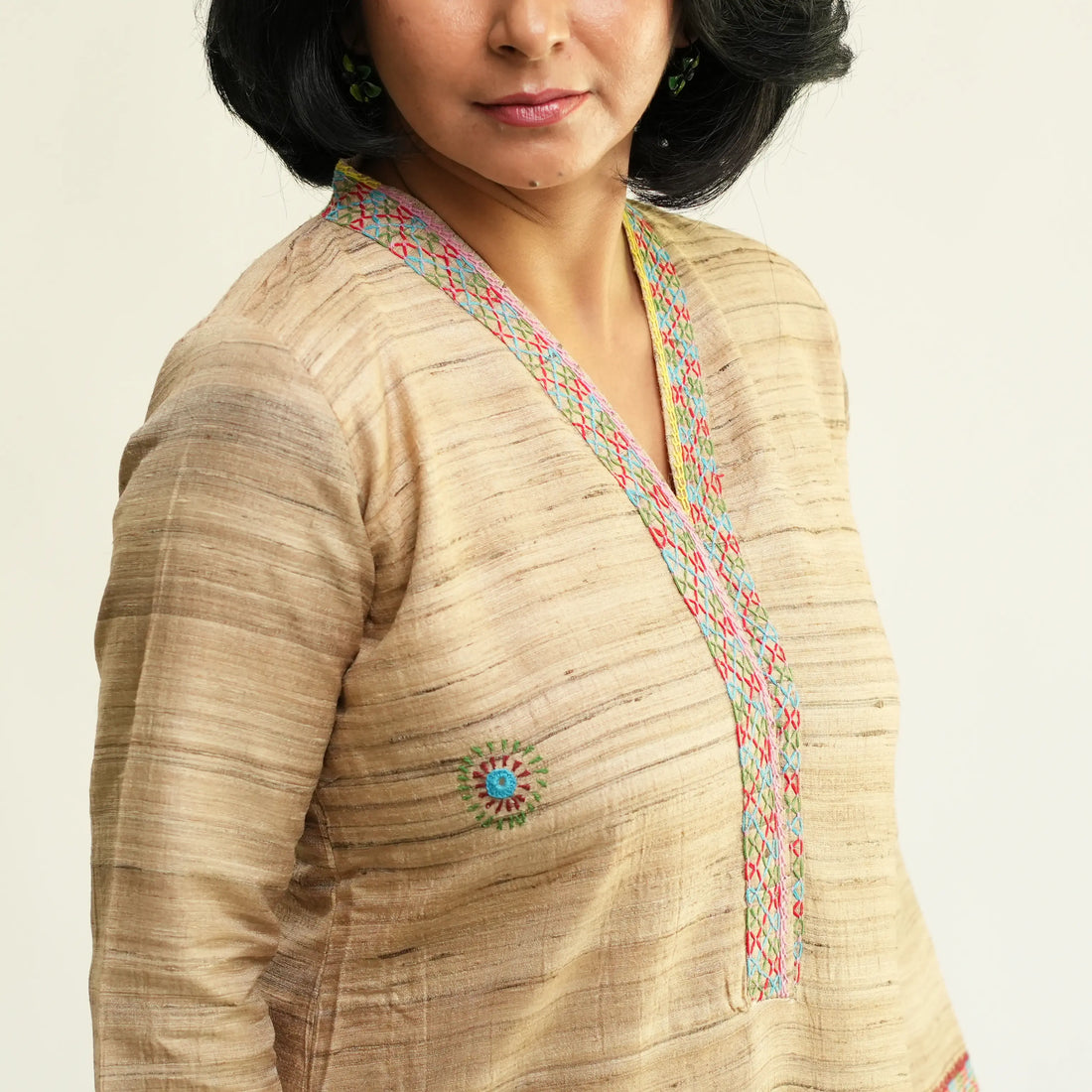 GEETHA SILK KURTA WITH LAMBADI WORK