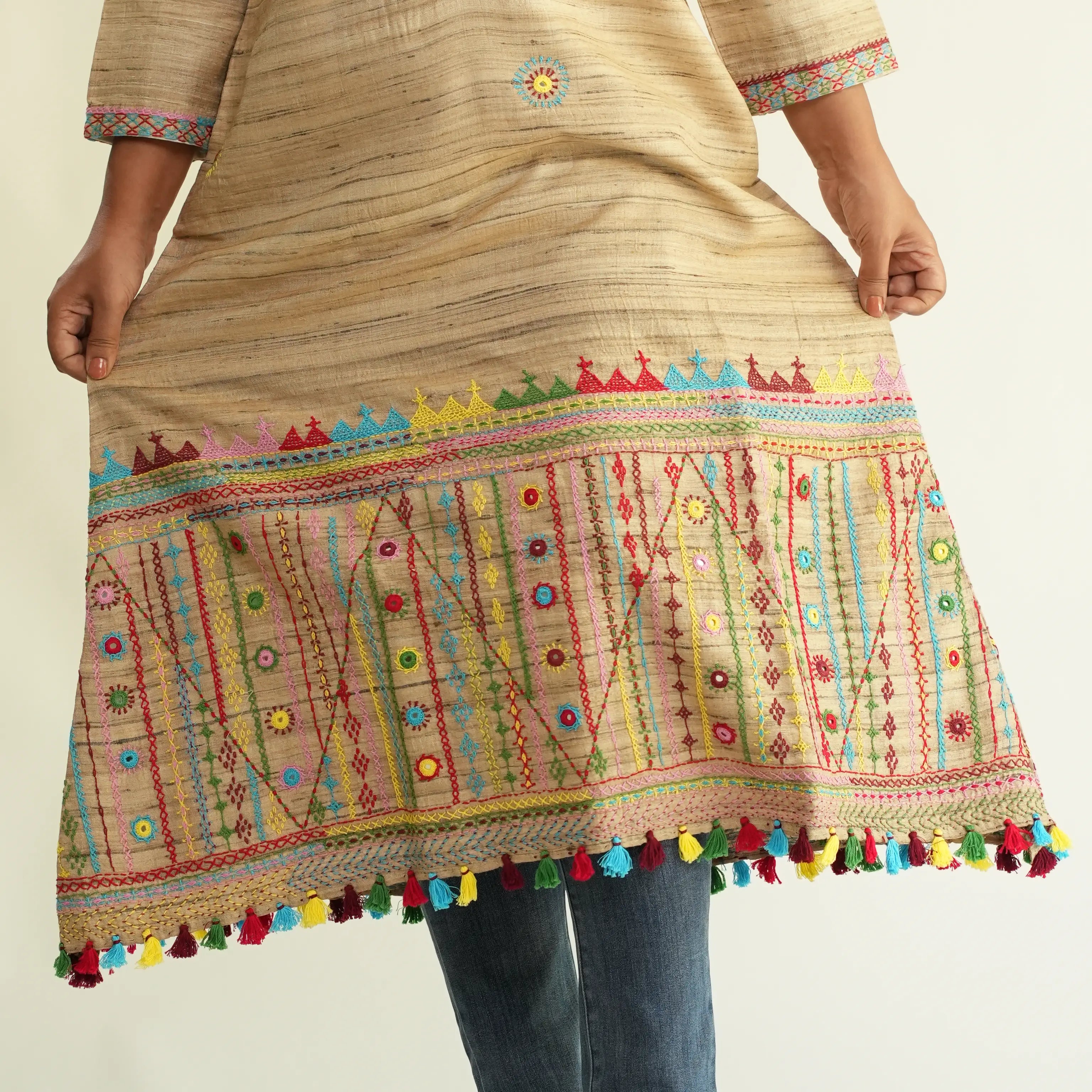 GEETHA SILK KURTA WITH LAMBADI WORK