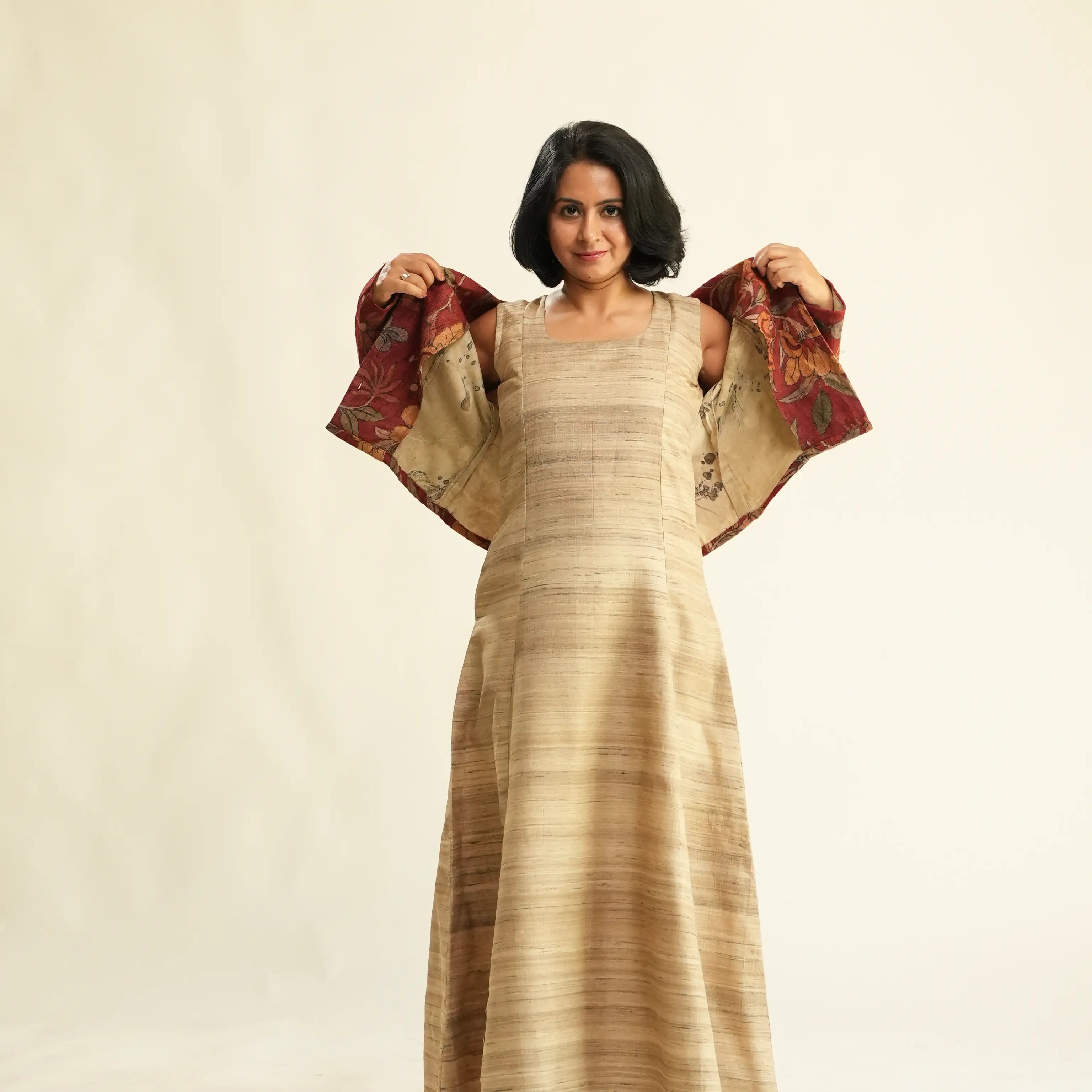 KALAMKARI GEECHA SILK OVERCOAT