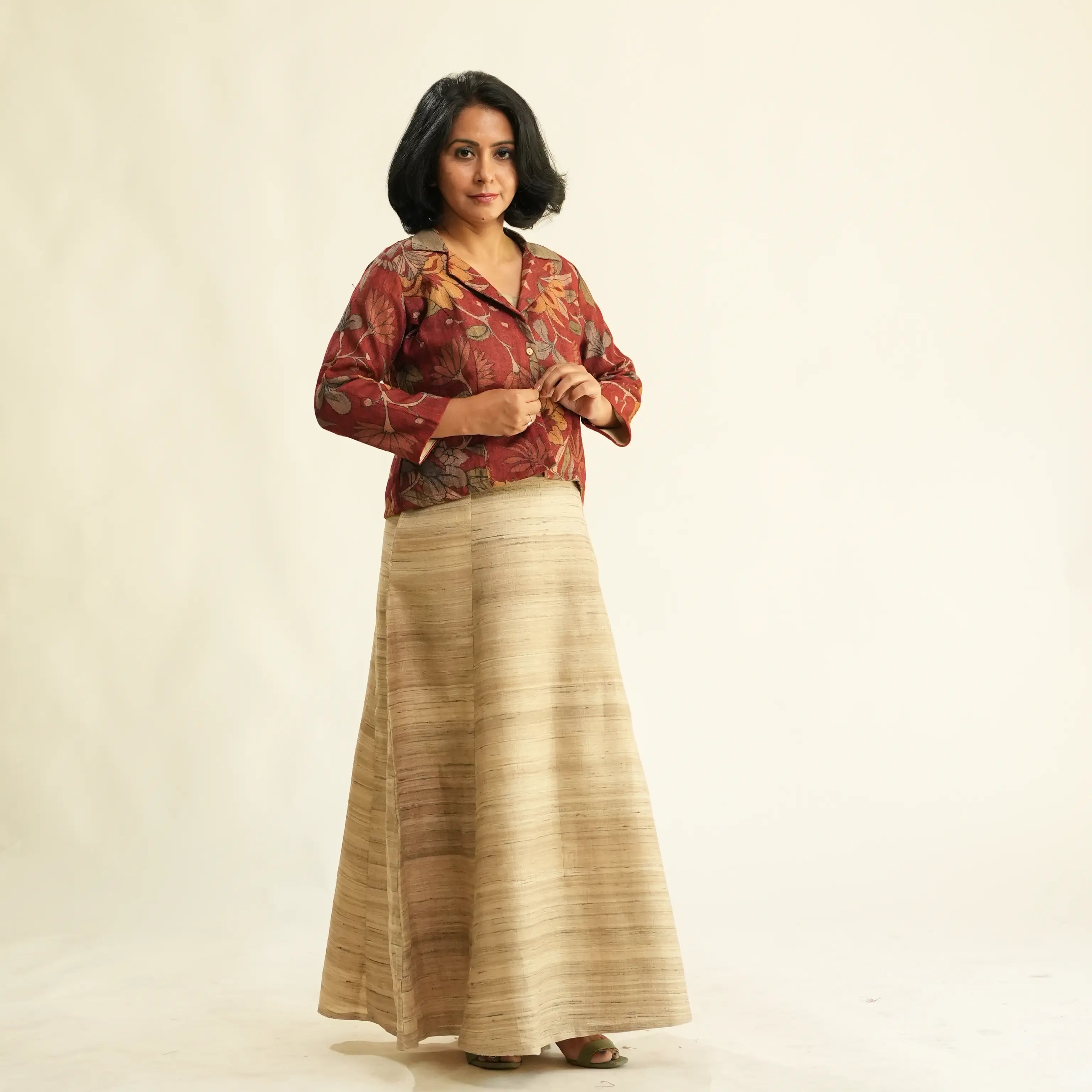 KALAMKARI GEECHA SILK OVERCOAT
