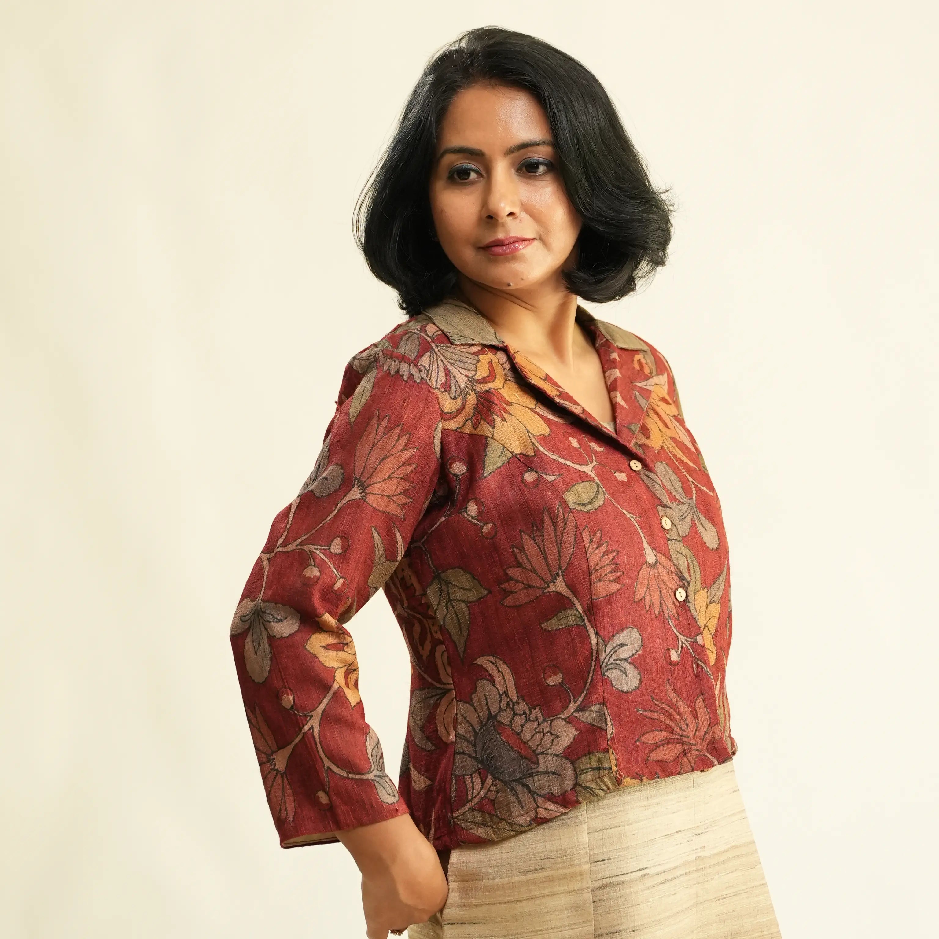 KALAMKARI GEECHA SILK OVERCOAT