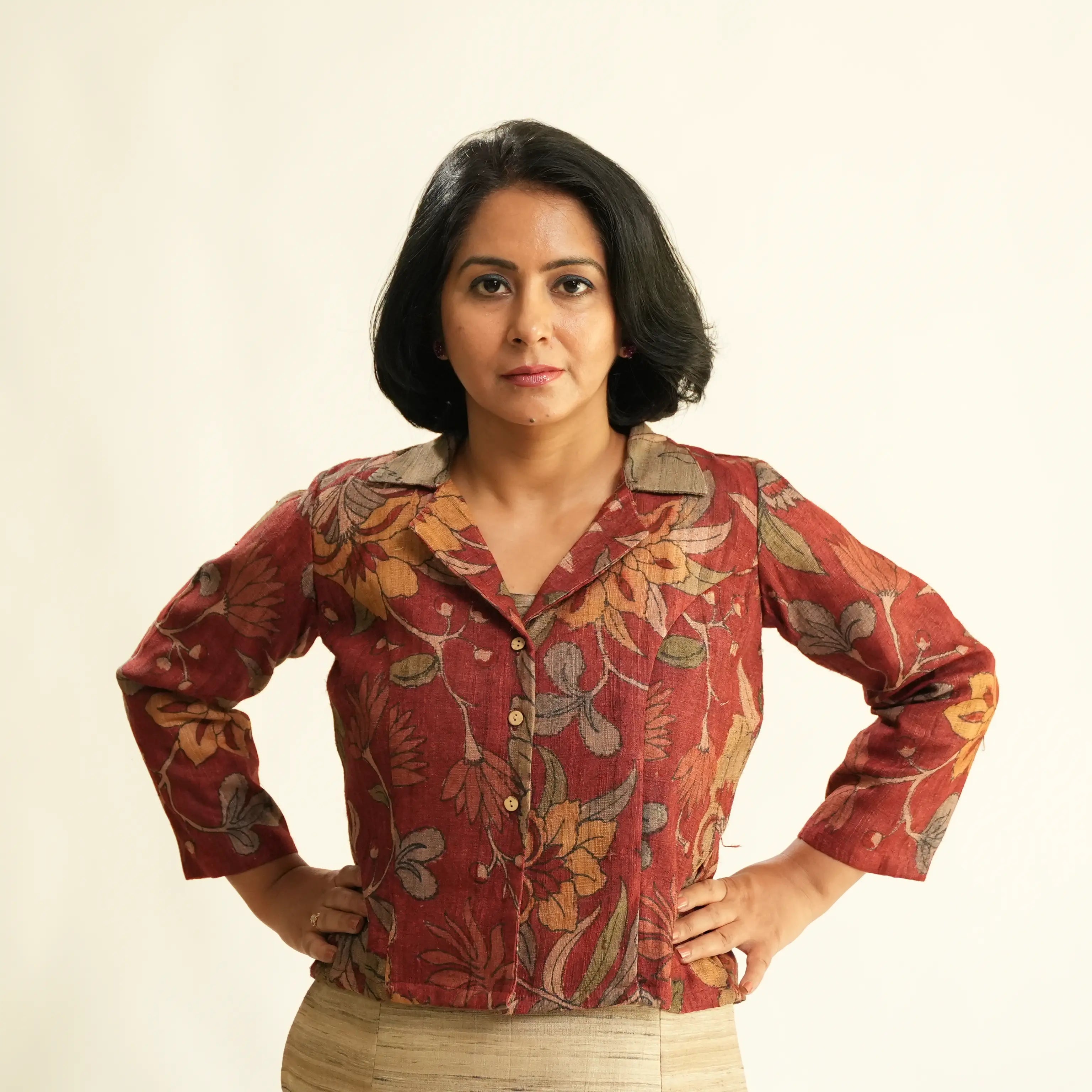 KALAMKARI GEECHA SILK OVERCOAT
