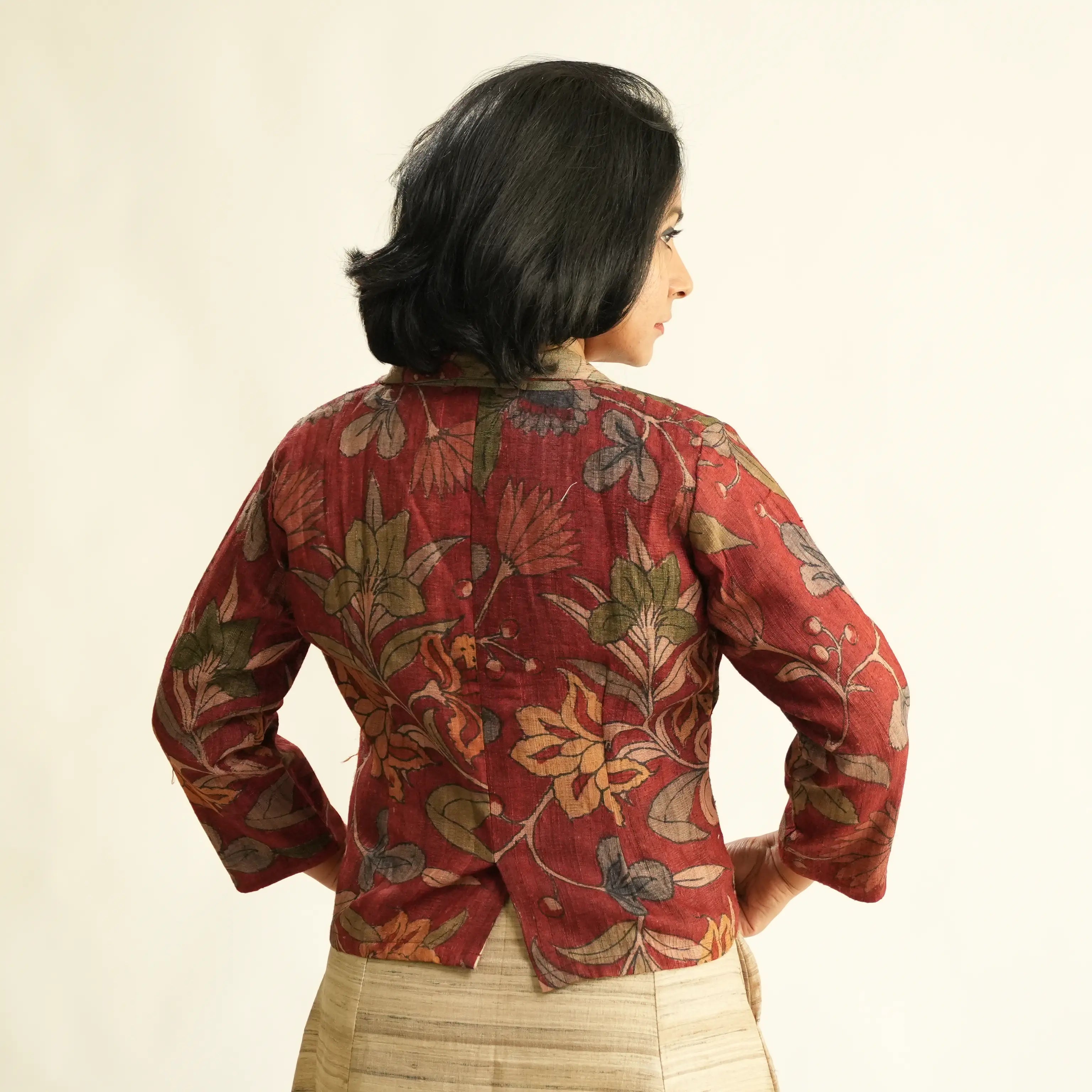 KALAMKARI GEECHA SILK OVERCOAT